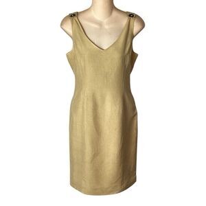 Dana Buchman 100% Silk Tan Sheath Dress Women’s 2 Camel Lined